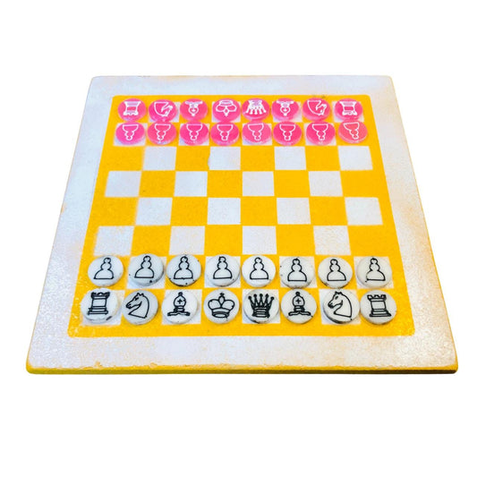 Painted Chess Set - Yellow Pink Mix