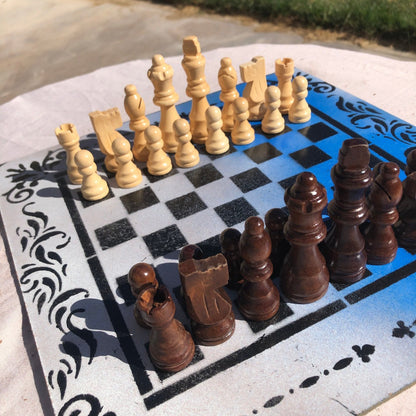 Chess Set - Deep Blue Snow