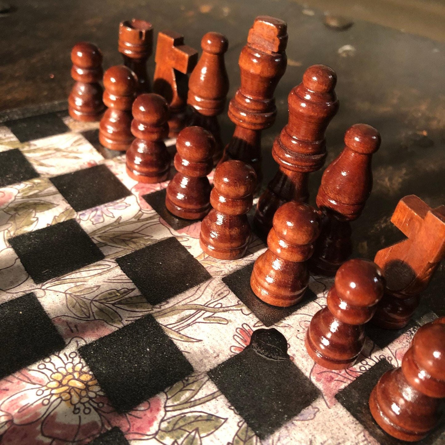 Scrapbook Chess Set - Vintage Flower