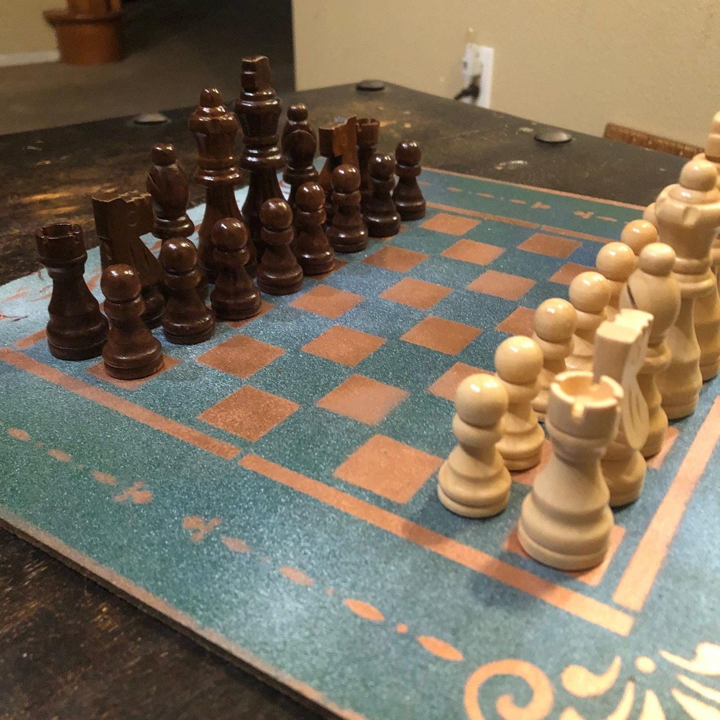 Chess Set - Emerald Green & Bronze