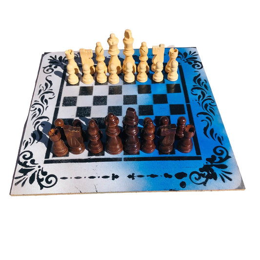 Chess Set - Deep Blue Snow