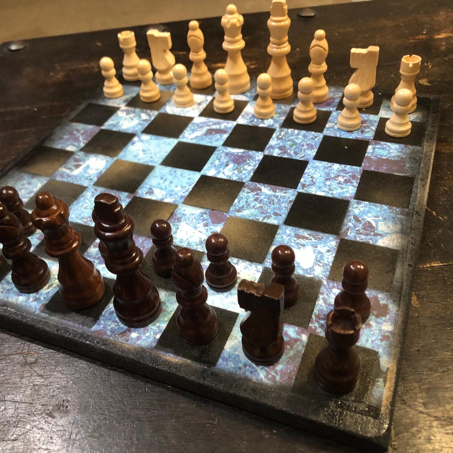 Scrapbook Chess Set - Blue Crystal