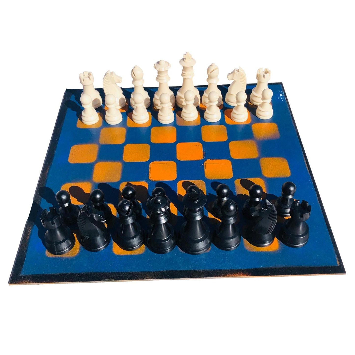 Large Chess Set - Orange & Black