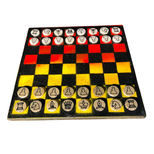 Chess Set - Vibrant Red Yellow & Black