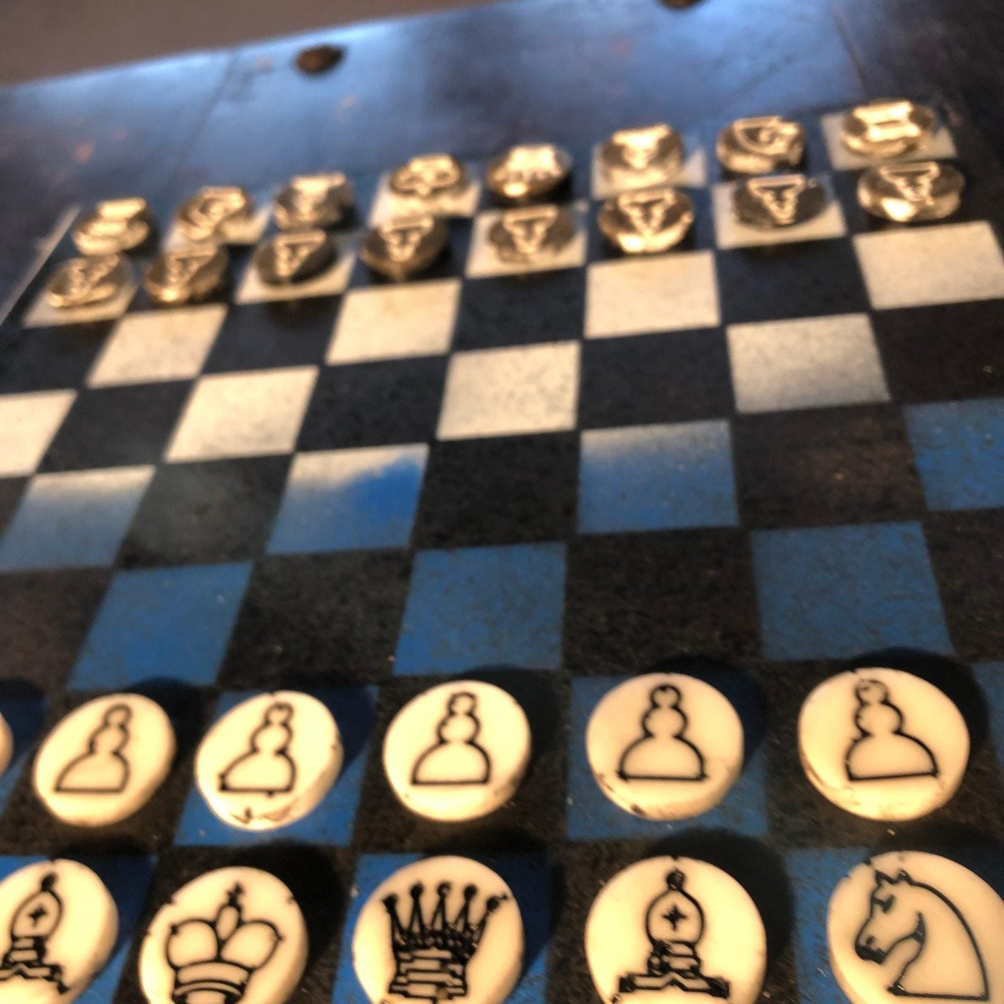 Chess Set - Blue & White (Resin Pieces)