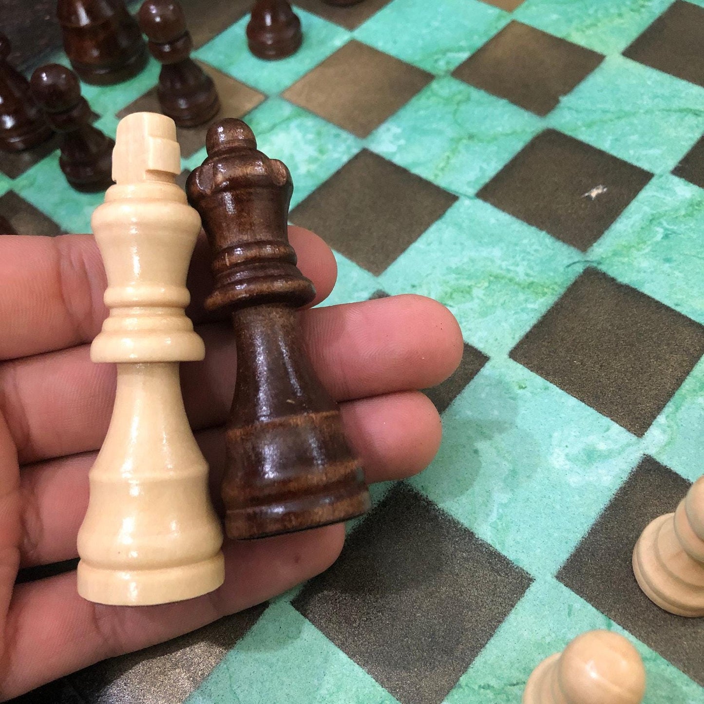 Scrapbook Chess Set - Golden Green