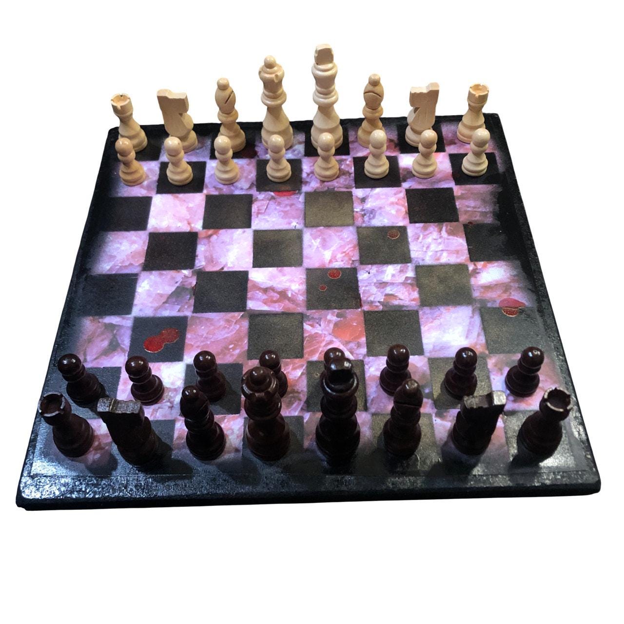 Scrapbook Chess Set - Pink Crystal Pattern