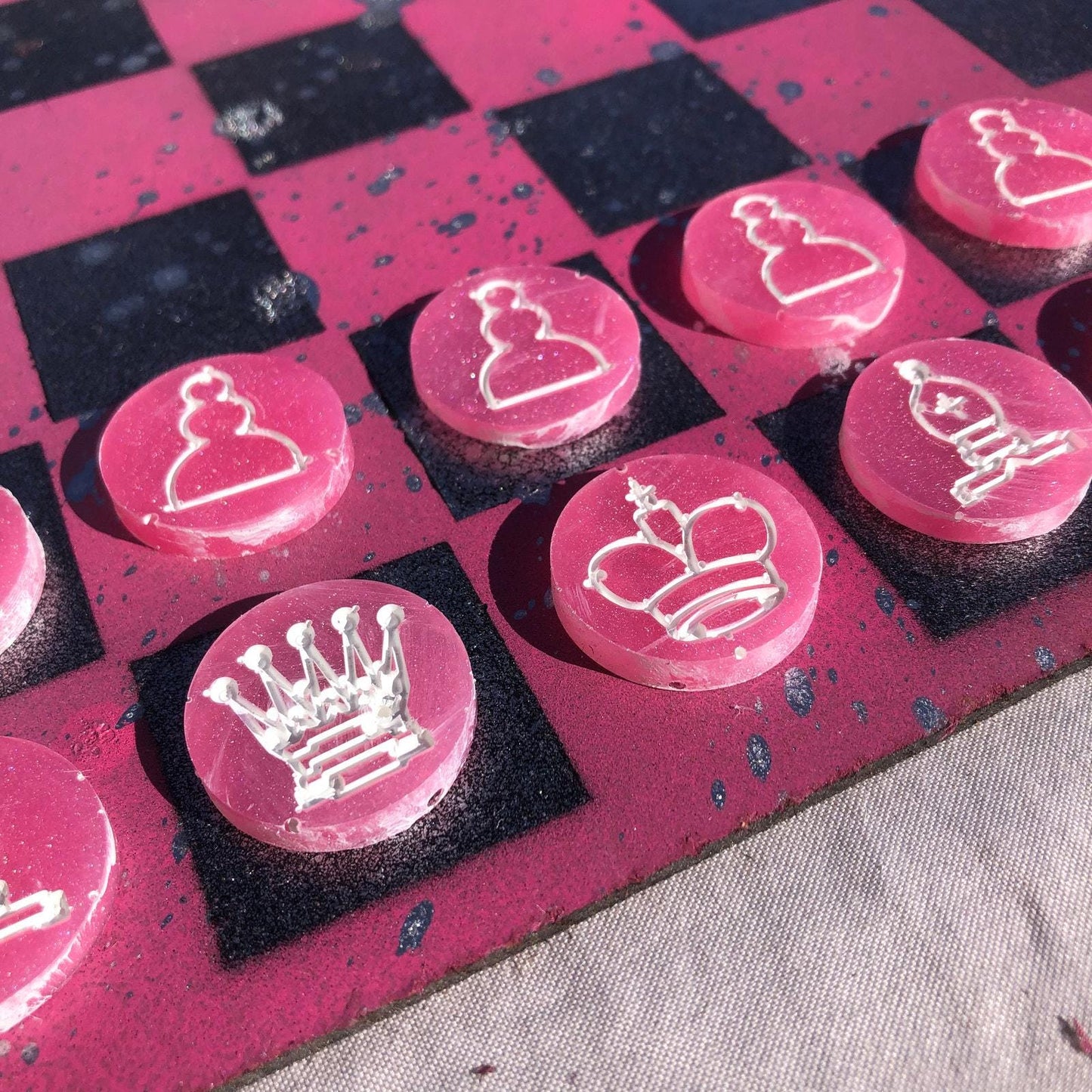 Chess Set - Sprinkled Chrome Pink