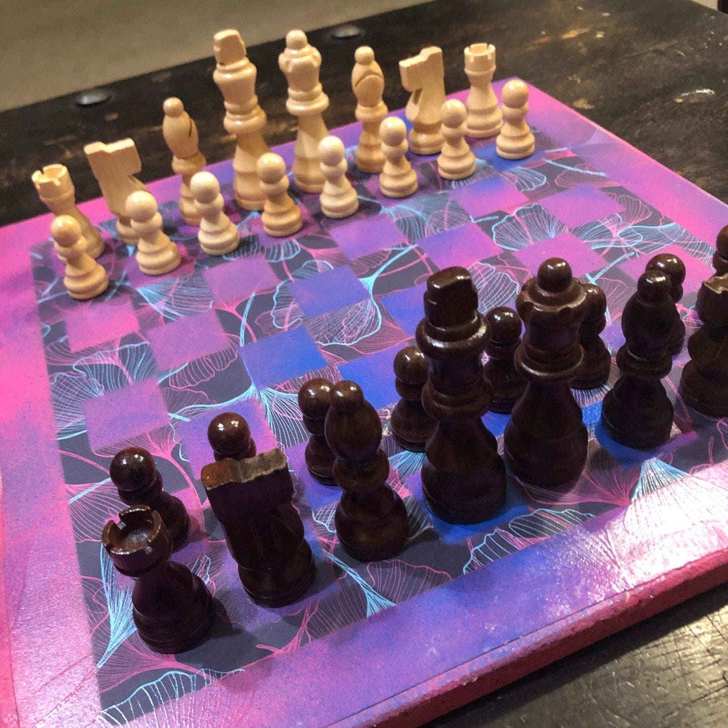 Scrapbook Chess Set - Vibrant Purple Flow