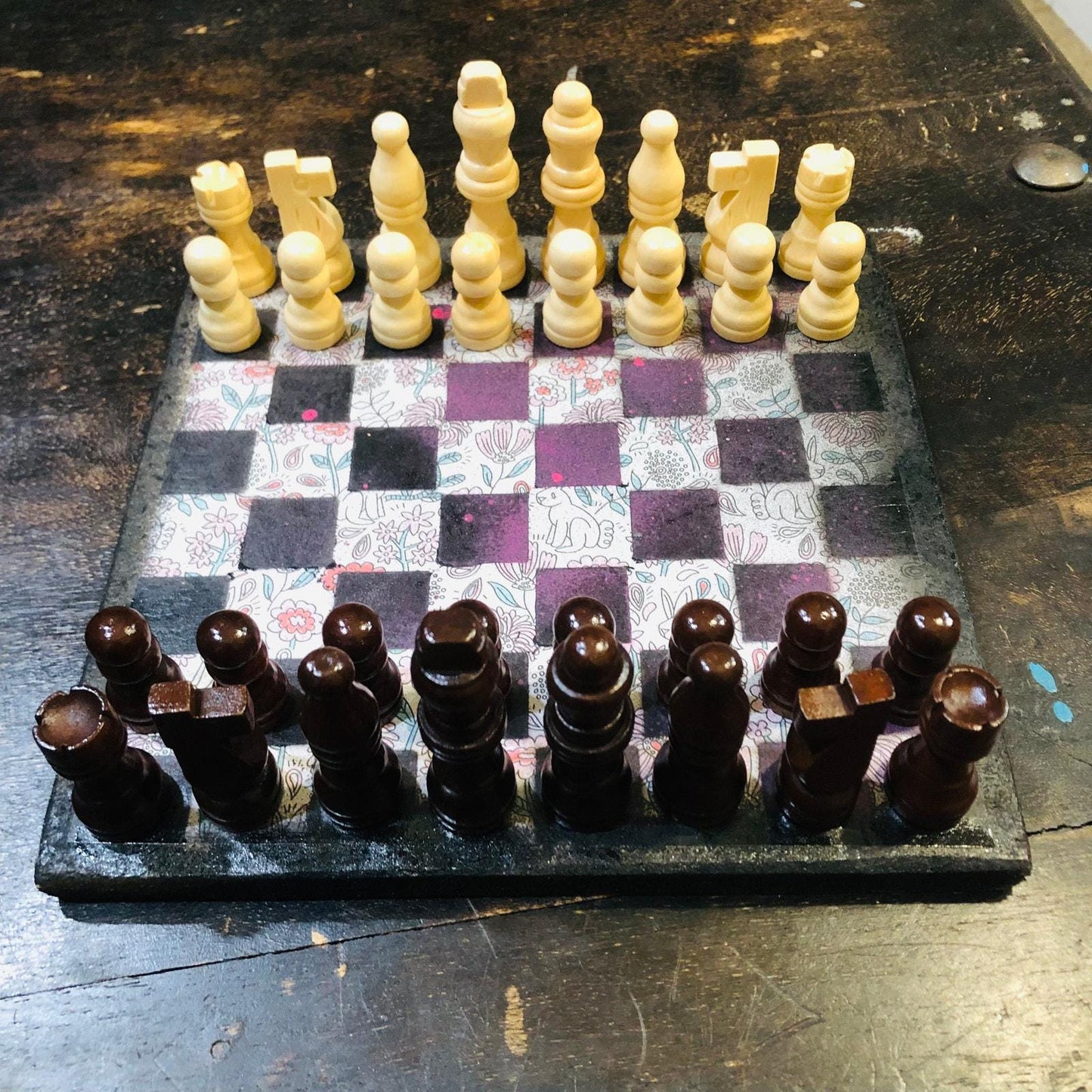 Scrapbook Chess Set - Purple Cartoon Rabbit