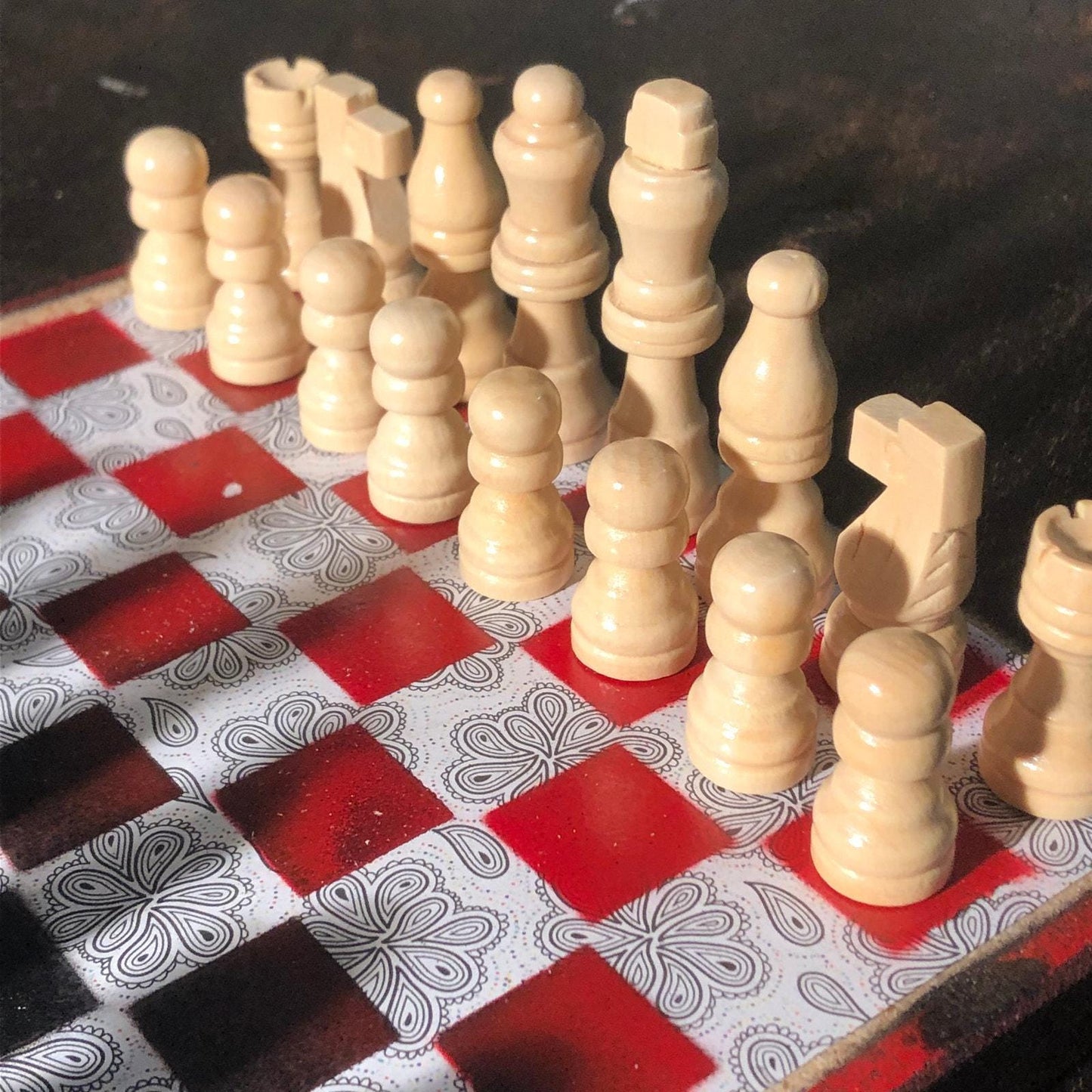 Scrapbook Chess Set - Red & Black