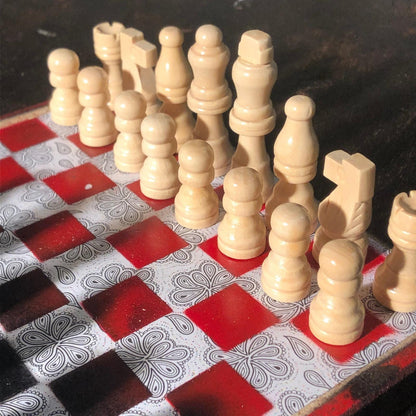 Scrapbook Chess Set - Red & Black