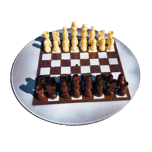 Vinyl Chess Set -  Brown Orange Drizzle