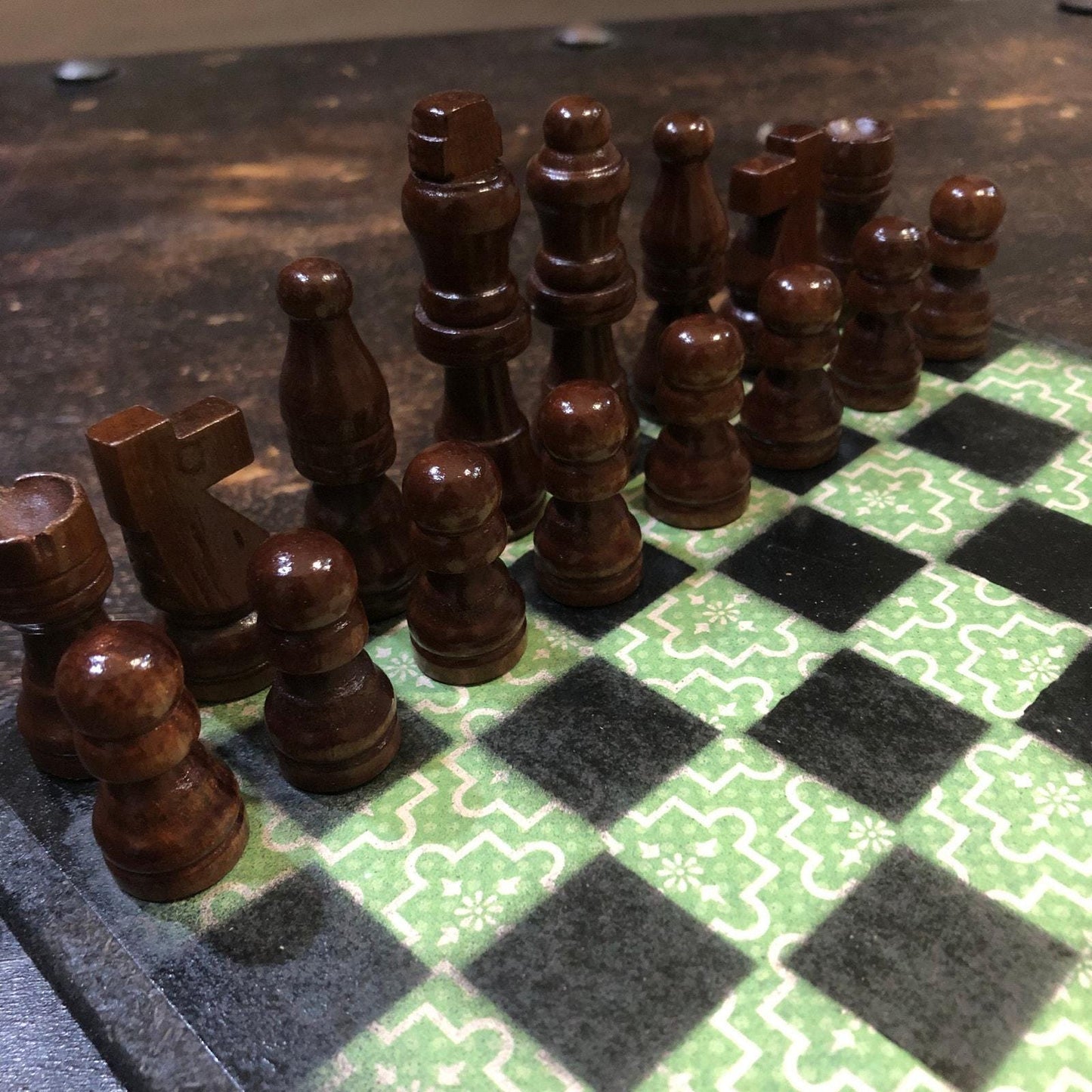 Scrapbook Chess Set - Green Pattern