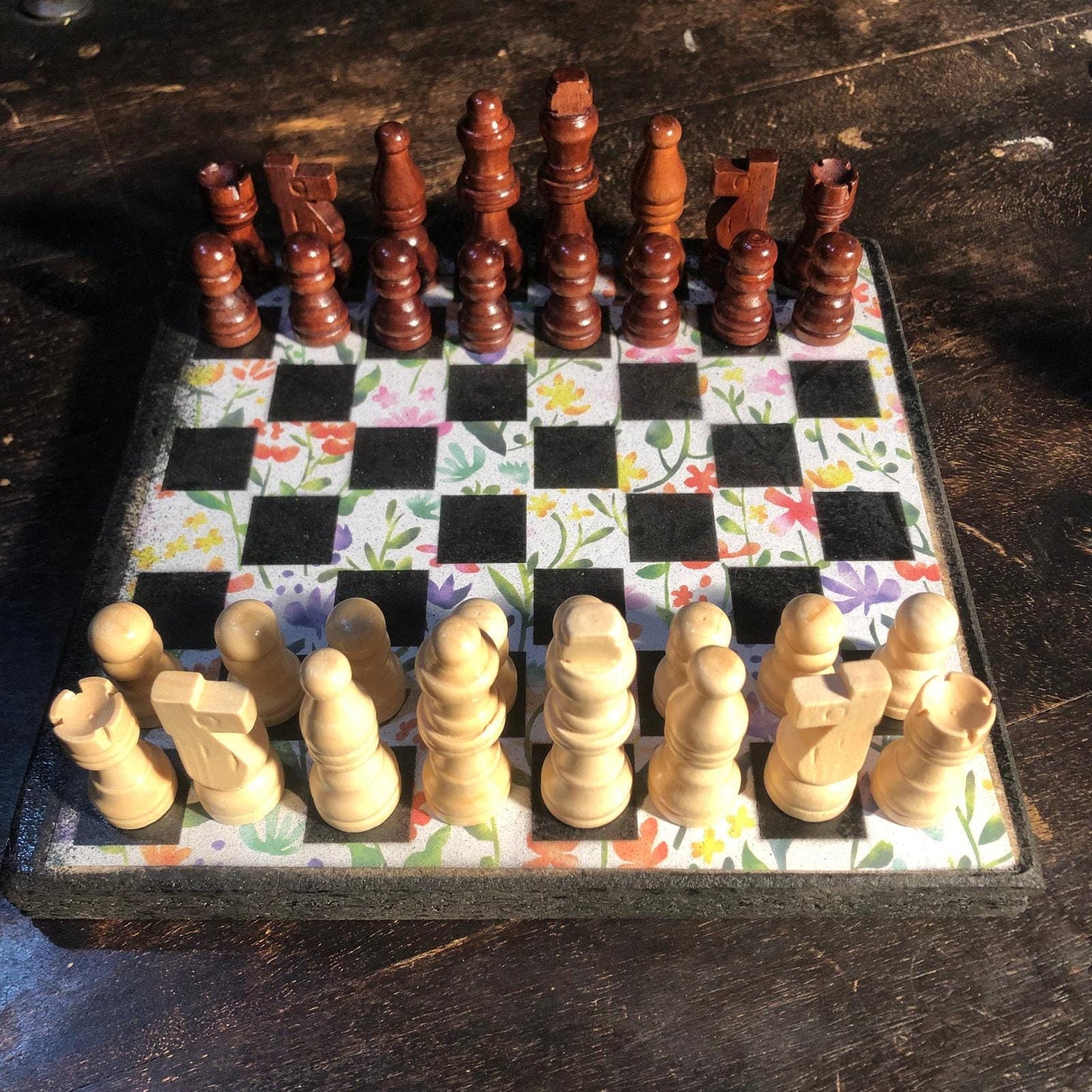 Scrapbook Chess Set - Colorful Flower