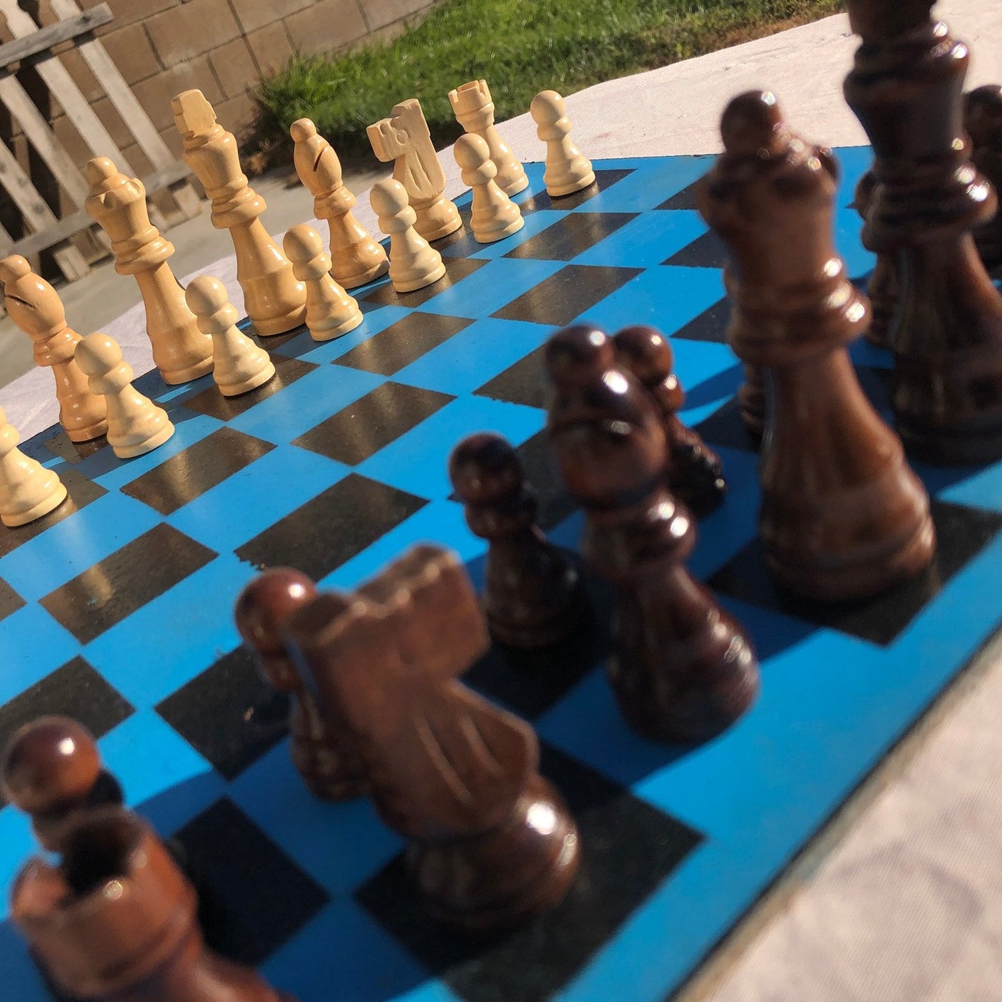 Chess Set - Sky Blue Gold