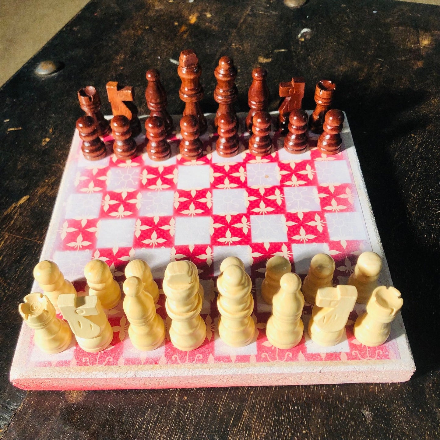 Scrapbook Chess Set - Elegant Red