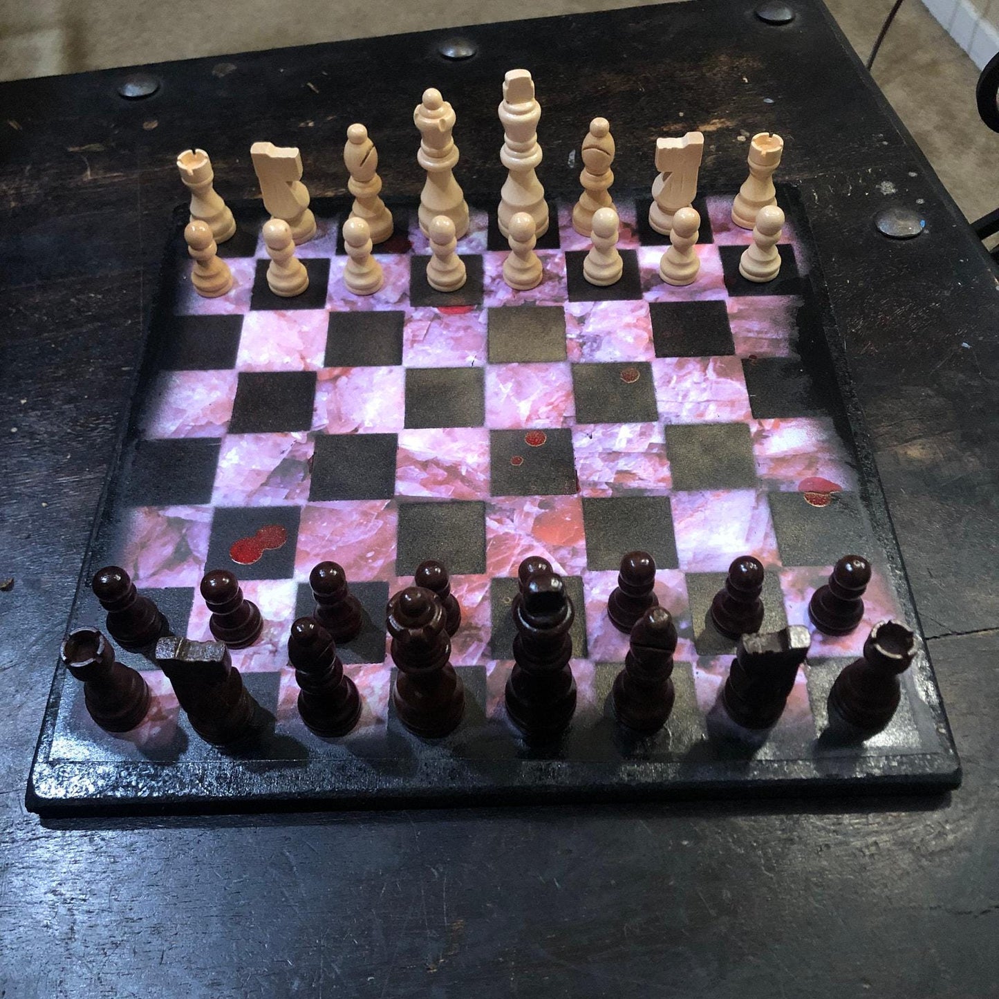 Scrapbook Chess Set - Pink Crystal Pattern