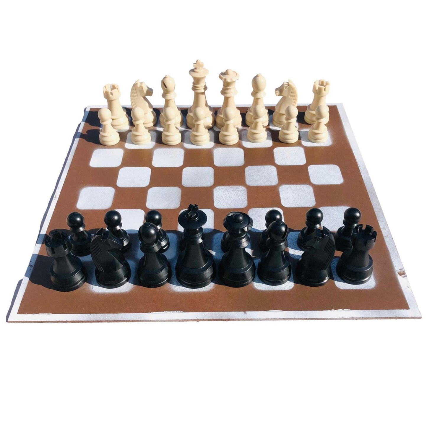 Large Chess Set - Brown & White