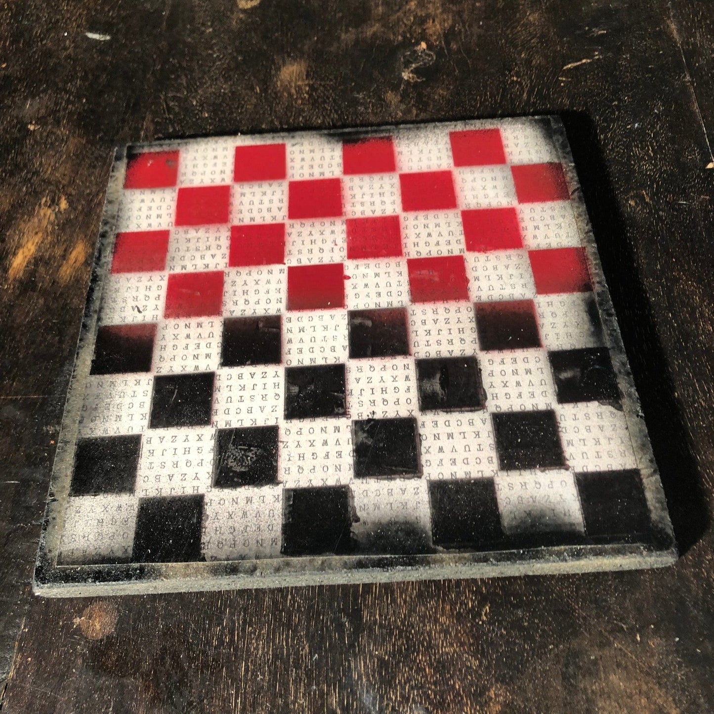 Scrapbook Chess Set - Red & Black Lettered Patterned