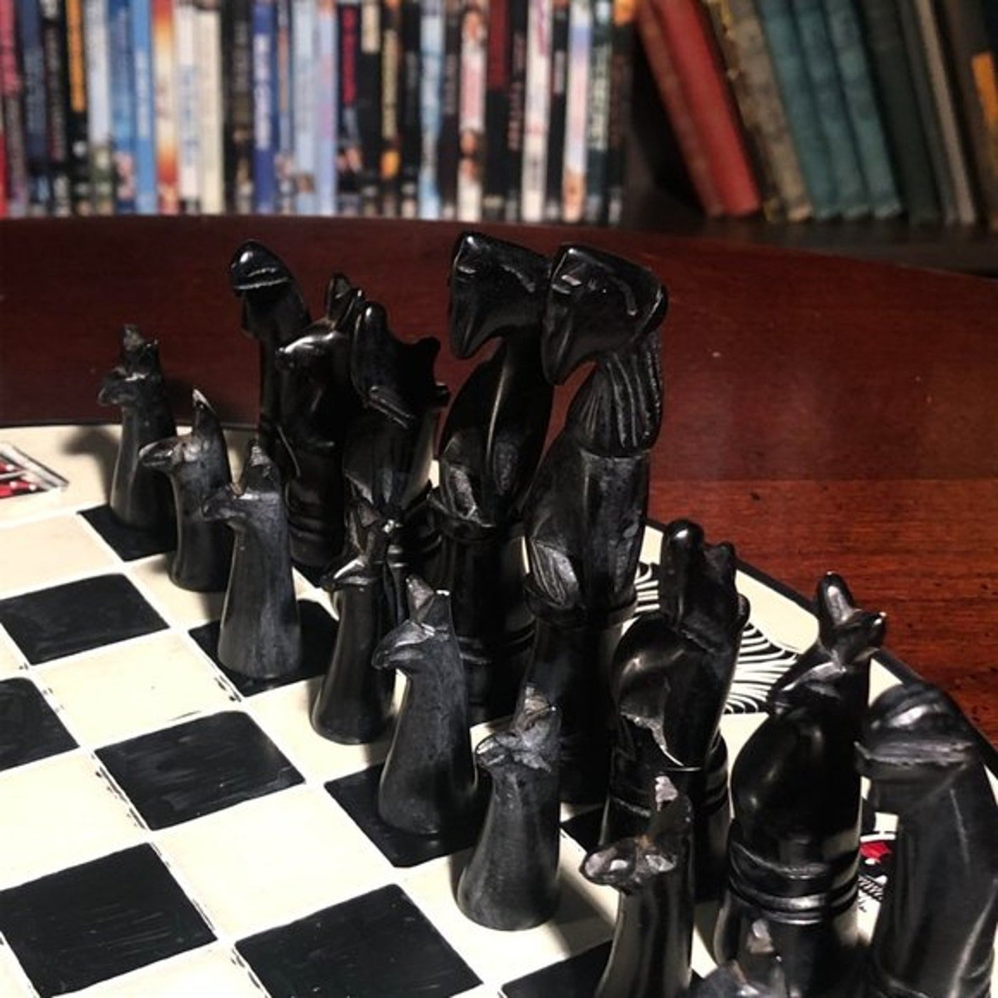 African Vintage Chess Set - Clean White Chess Board