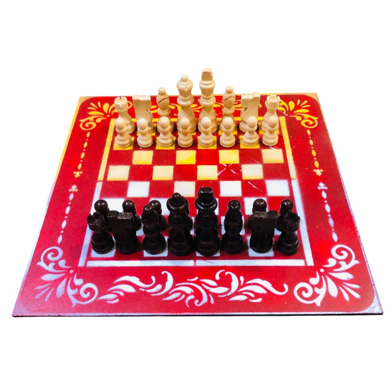 Chess Set - Red White & Yellow