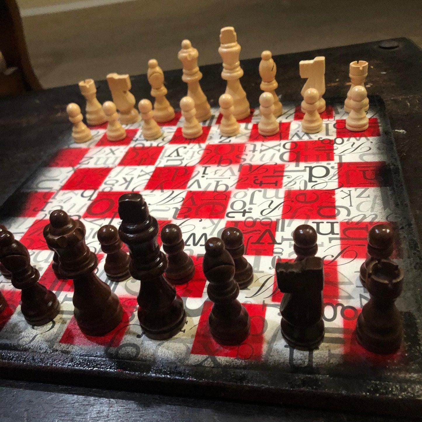 Scrapbook Chess Set - Red Letters