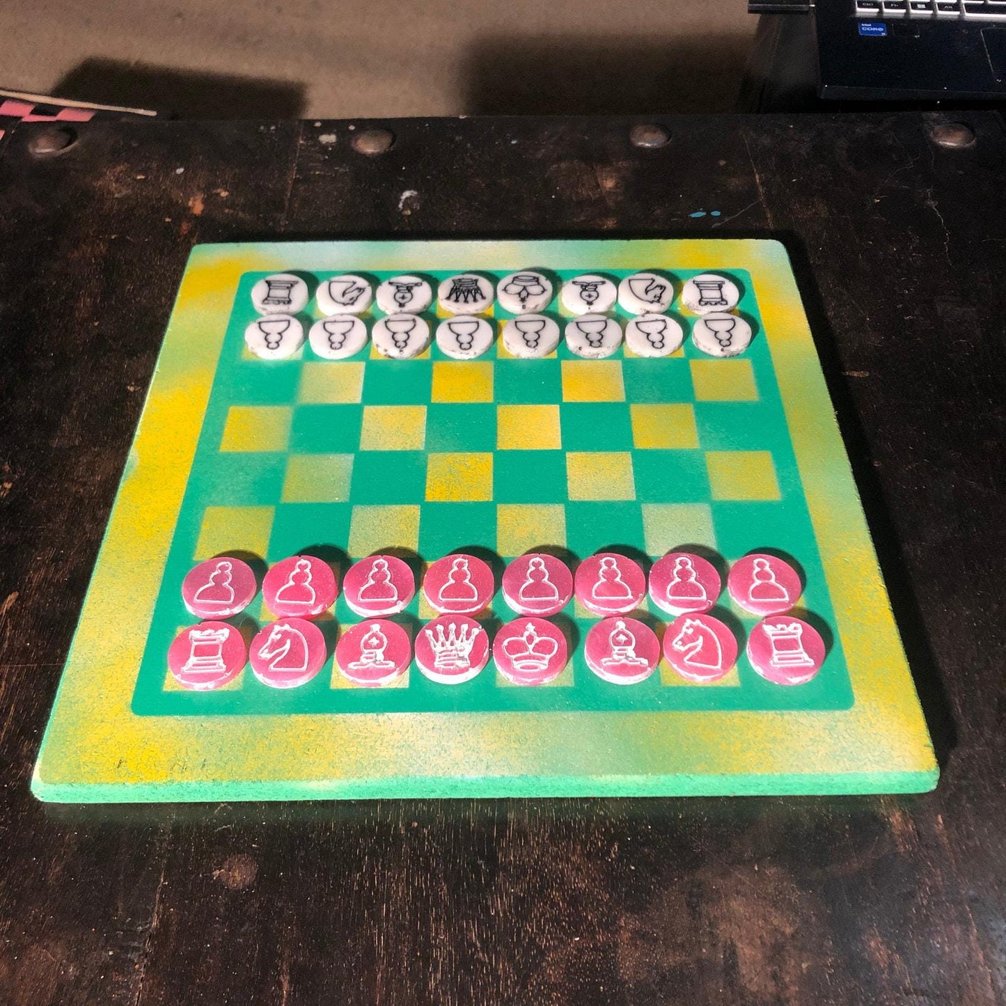 Chess Set - Yellow Green & Pink Mix