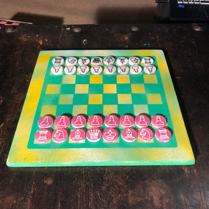 Chess Set - Yellow Green & Pink Mix