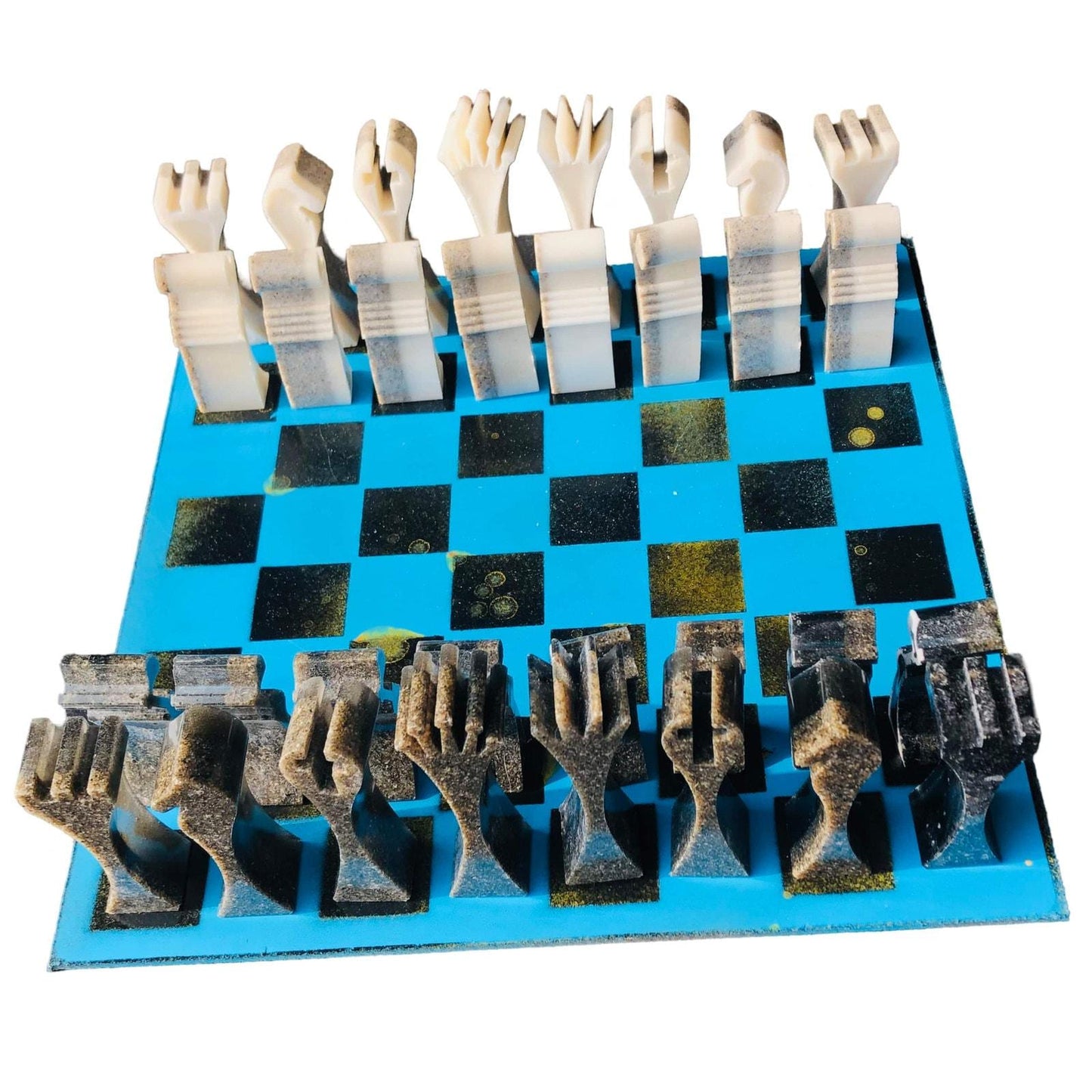 Chess Set - Blue & White Deluxe