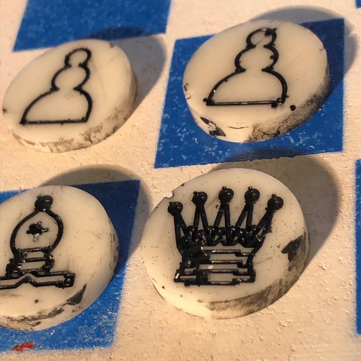 Chess Set - White Blue & Black (Resin Pieces)