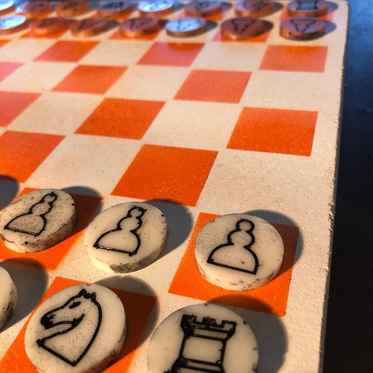 Chess Set - Orange White (Resin Pieces)