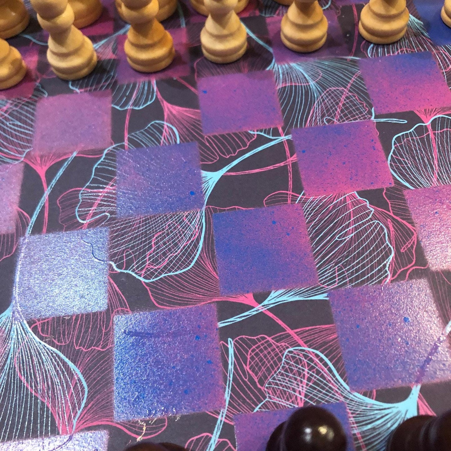 Scrapbook Chess Set - Vibrant Purple Flow