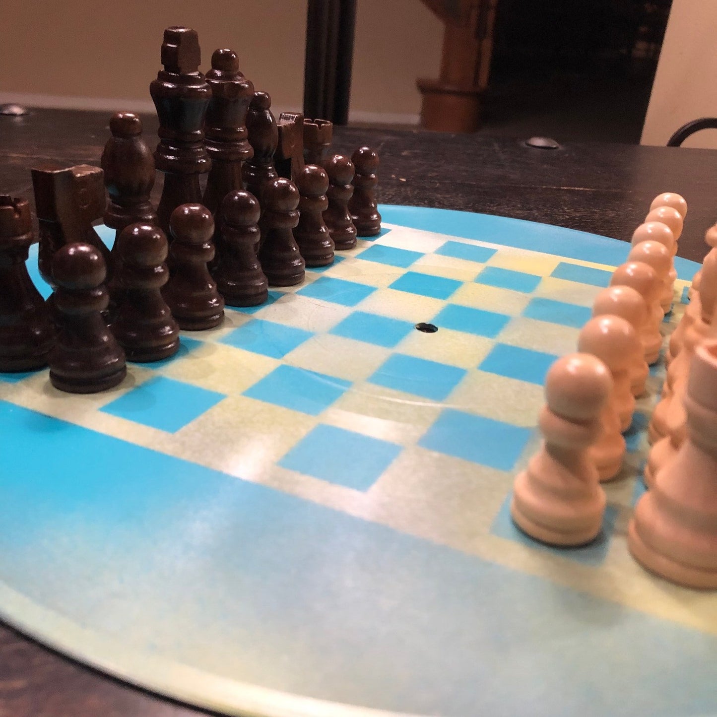 Vinyl Chess Set - Cream Blue