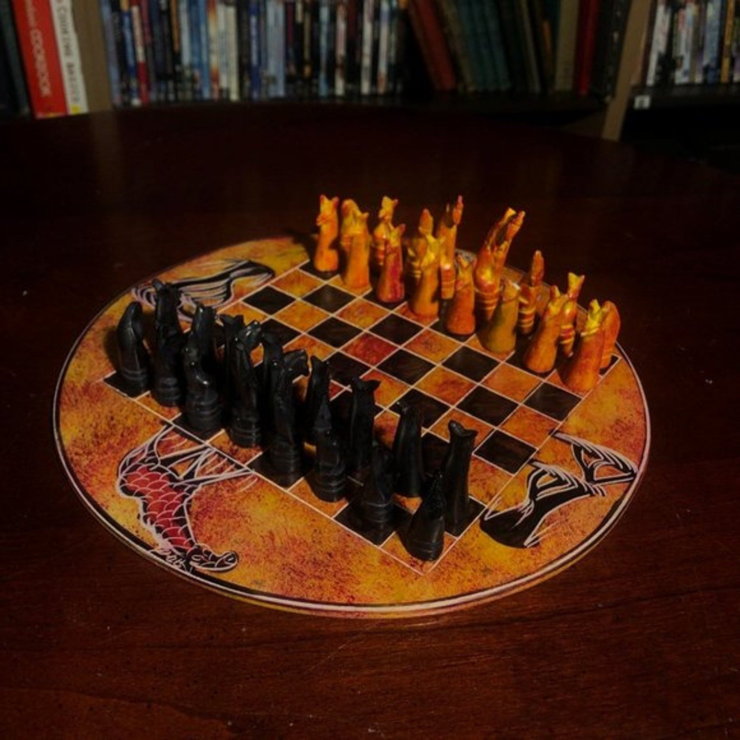 African Vintage Chess Set - Orange Safari Chess Board