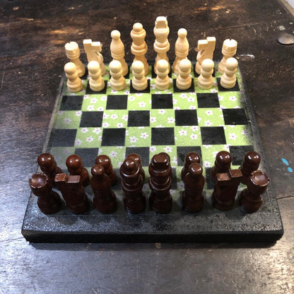 Scrapbook Chess Set - Lime Green Flower