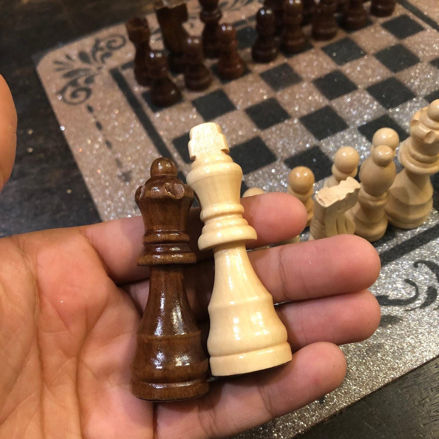 Chess Set - Chrome Gold Sparkles