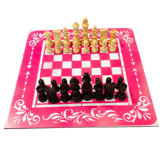 Chess Set - Hot Pink & White