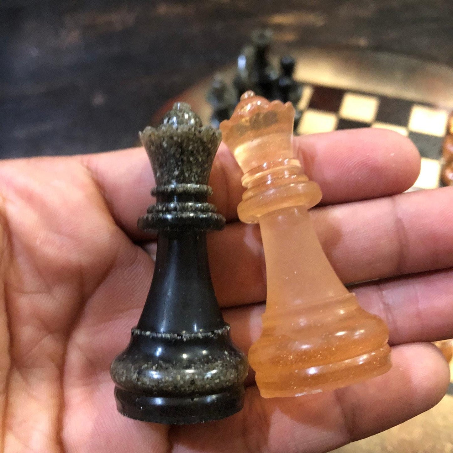 Vinyl Chess Set -Golden Red (Resin Pieces)