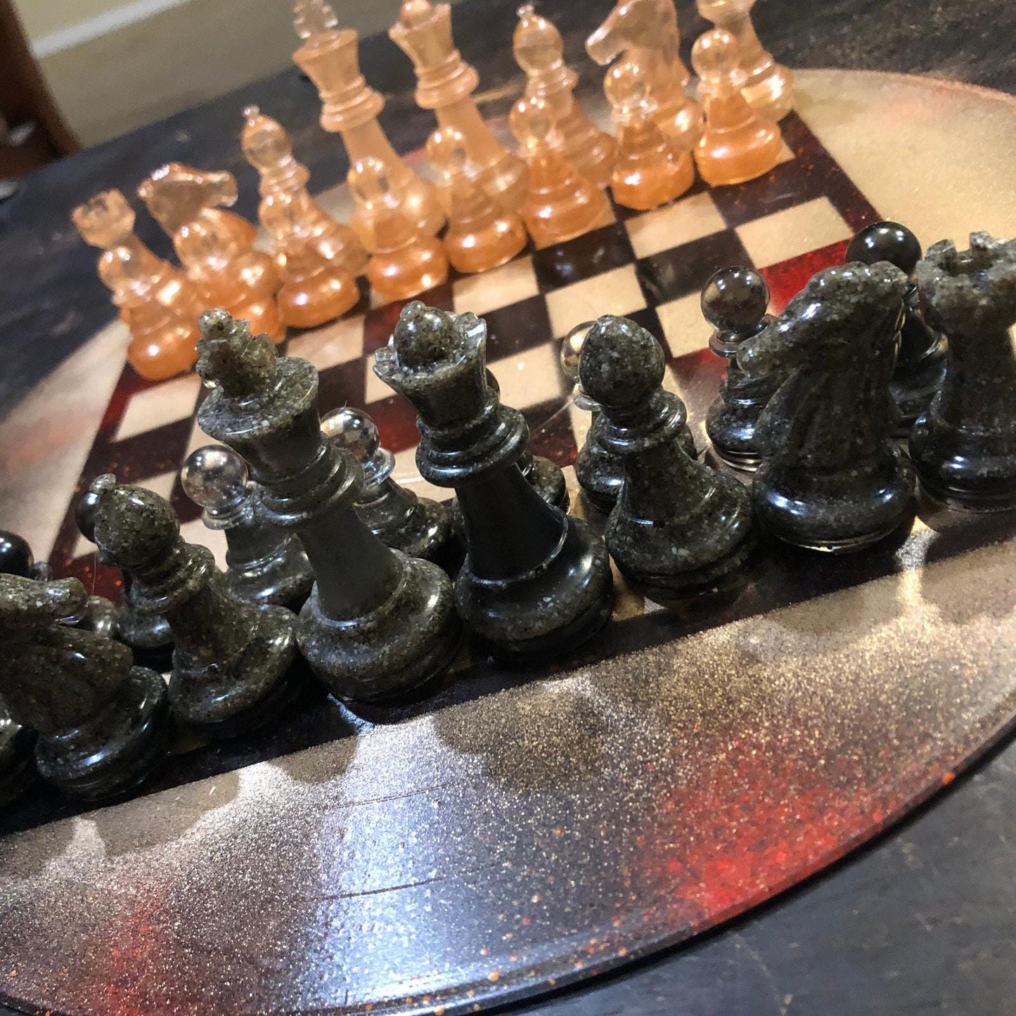 Vinyl Chess Set -Golden Red (Resin Pieces)