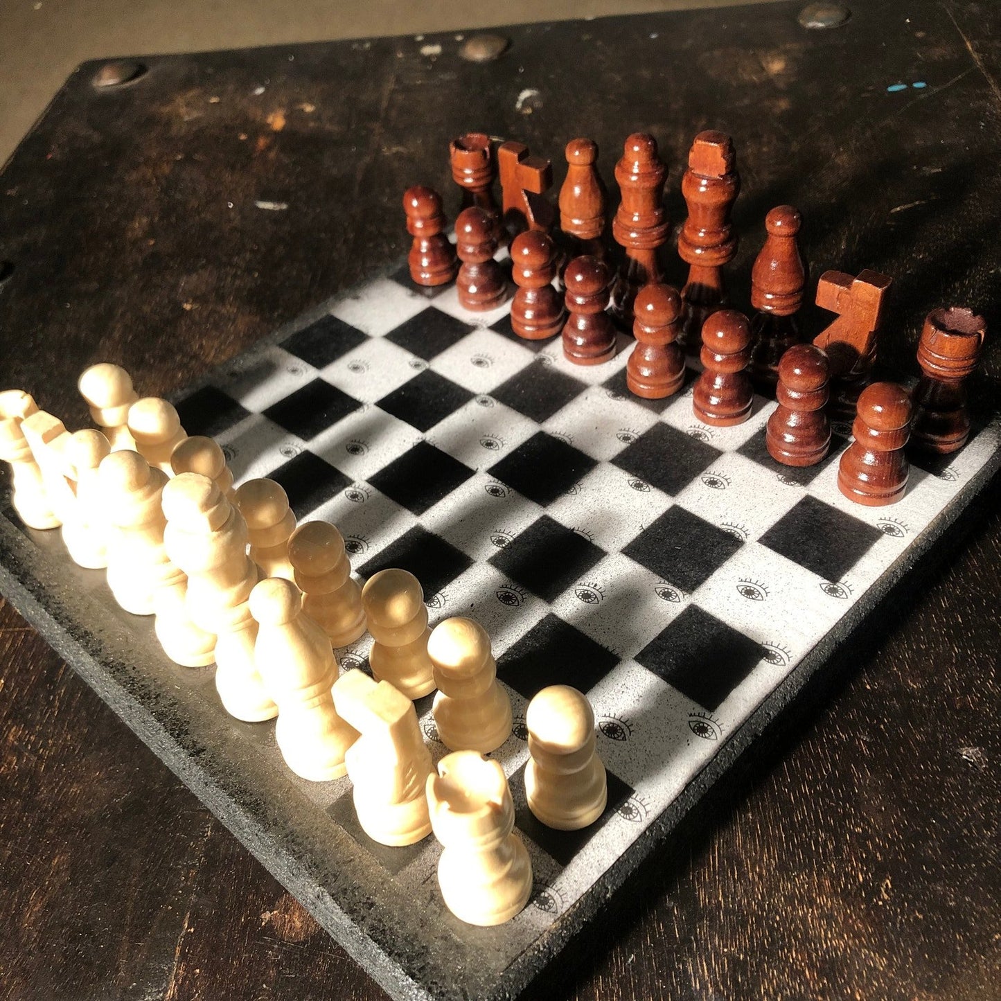 Scrapbook Chess Set - White Eyes