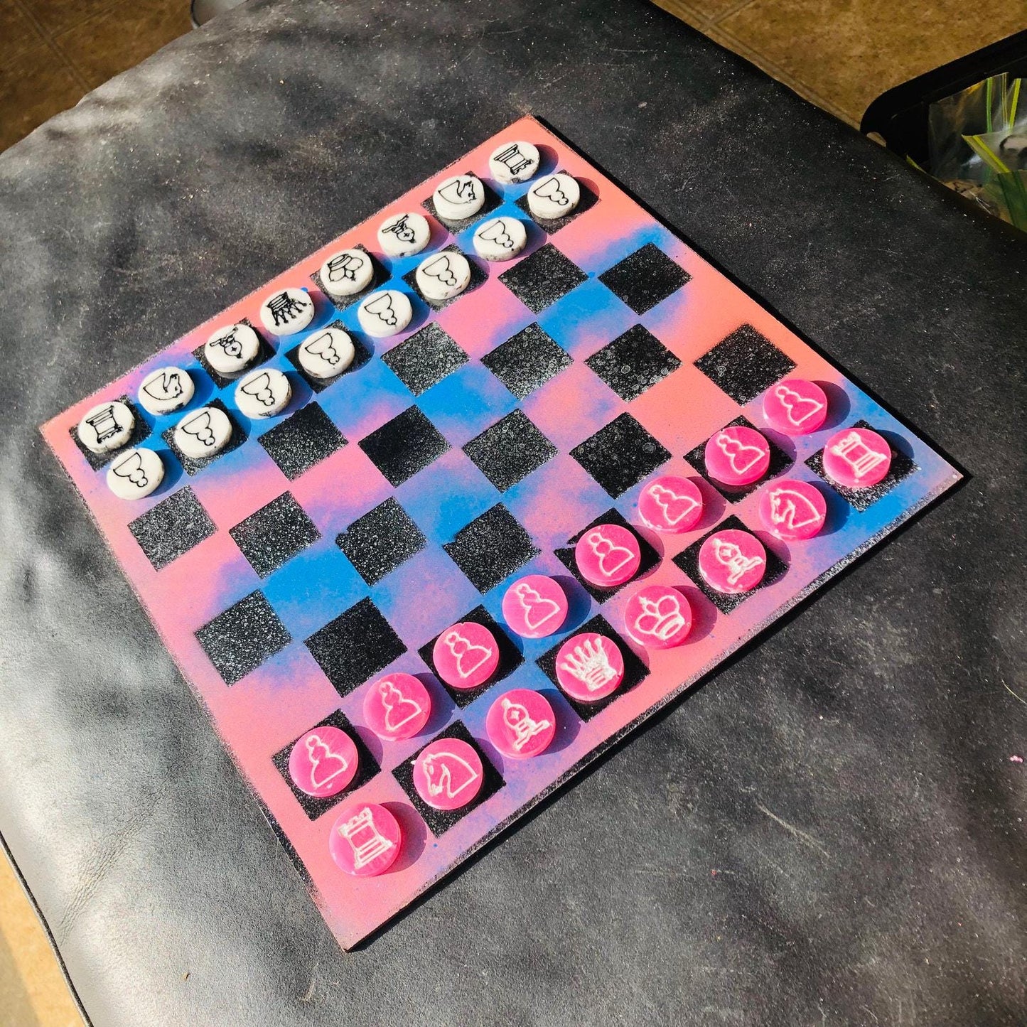 Chess Set - Blue & Pink Swirl