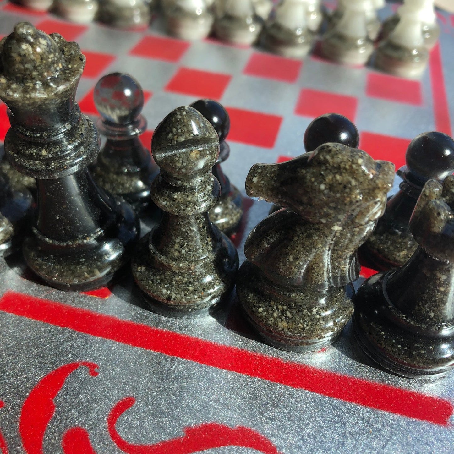 Chess Set - Red Silver