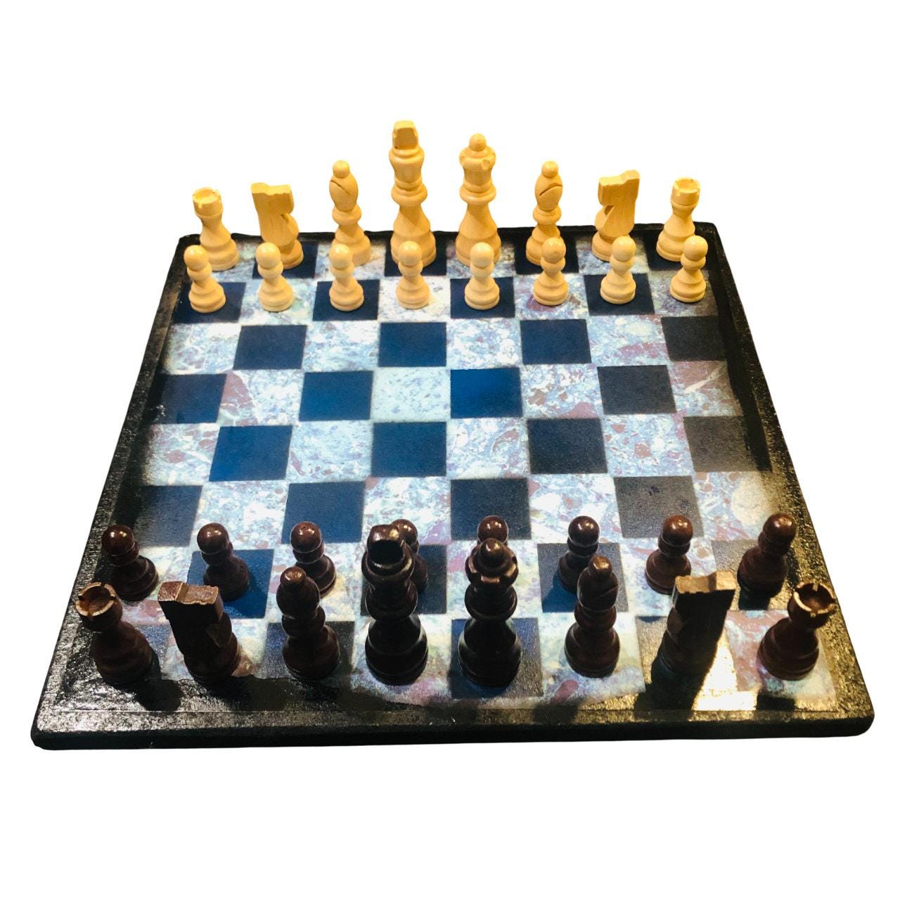 Scrapbook Chess Set - Blue Crystal