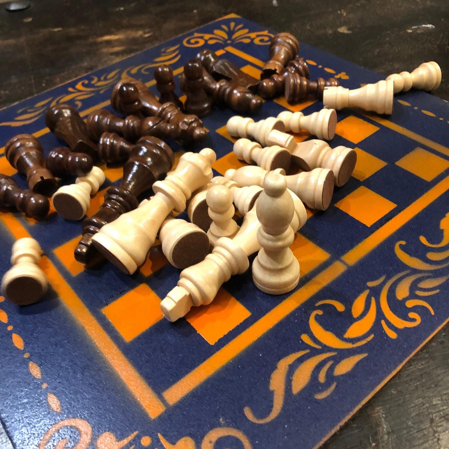 Chess Set - Orange & Blue