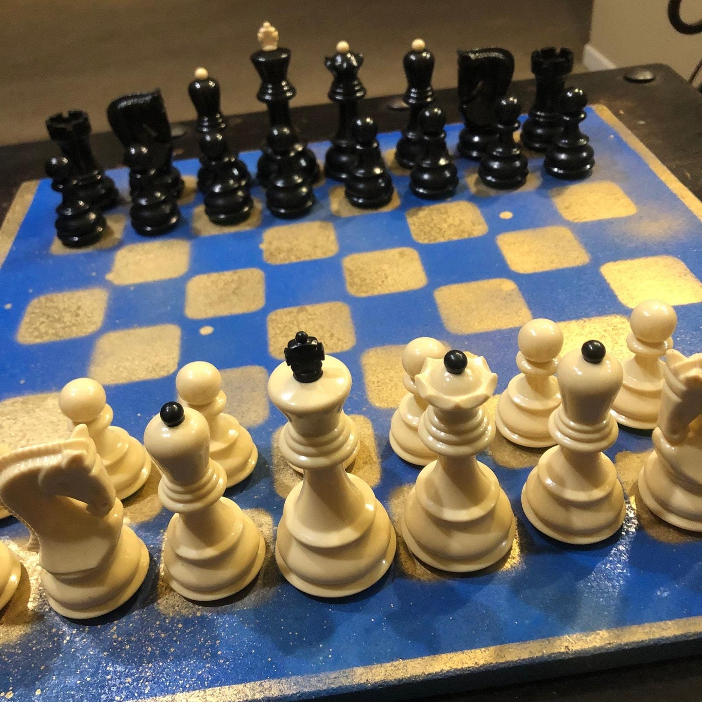 Large Chess Set - Blue & Gold