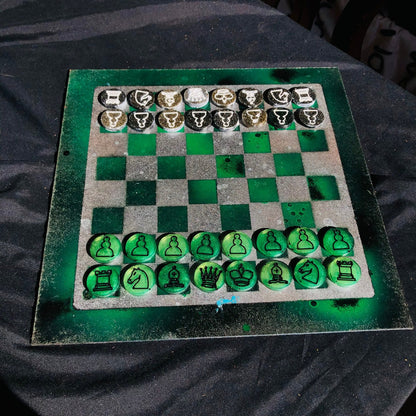 Chess Set - Silver Green