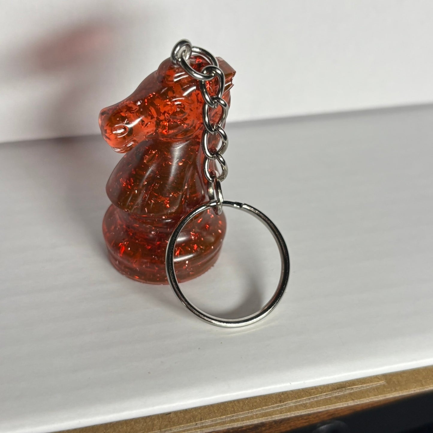 Fire Red Knight Handmade Resin Keychain - One of a Kind Design