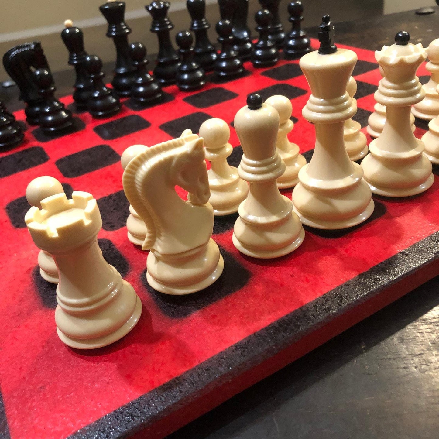 Large Chess Set - Red & Black