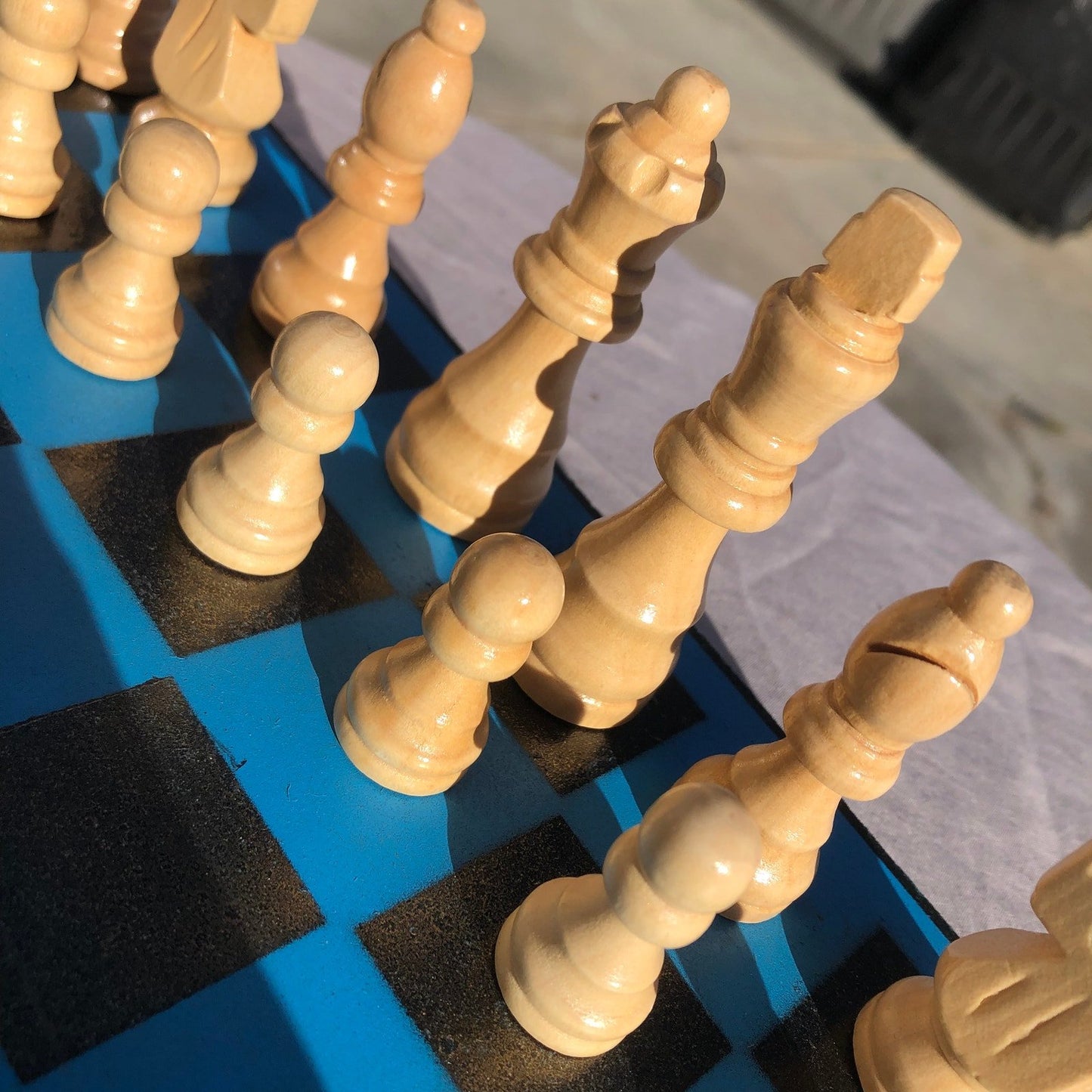 Chess Set - Sky Blue Gold